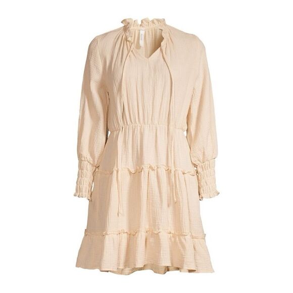 Moonsea • The Venus Crinkle Ruffle Tie-Neck Dress - Picture 1 of 3